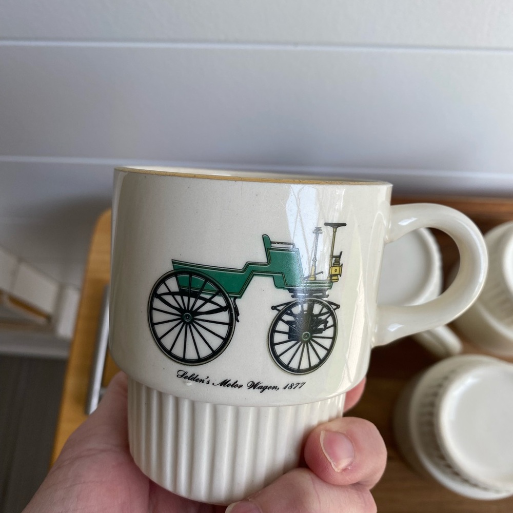 Ceramic Antique Car Mugs Vintage Stackable Set Of 5 Collectible Collector Item - Picture 6 of 15